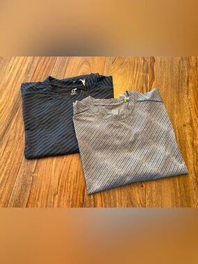 Tasc 2 Performance Men's Crew Neck Shirts- Gray and Black, blue and black.   Sm.